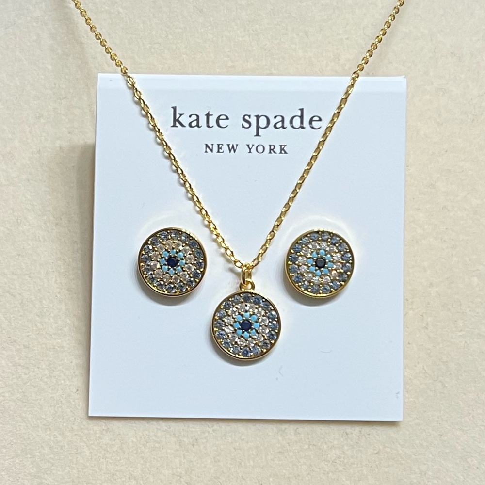 🧿 NWT Kate Spade All Seeing Stud Earrings & Mini Pendant Set 🧿